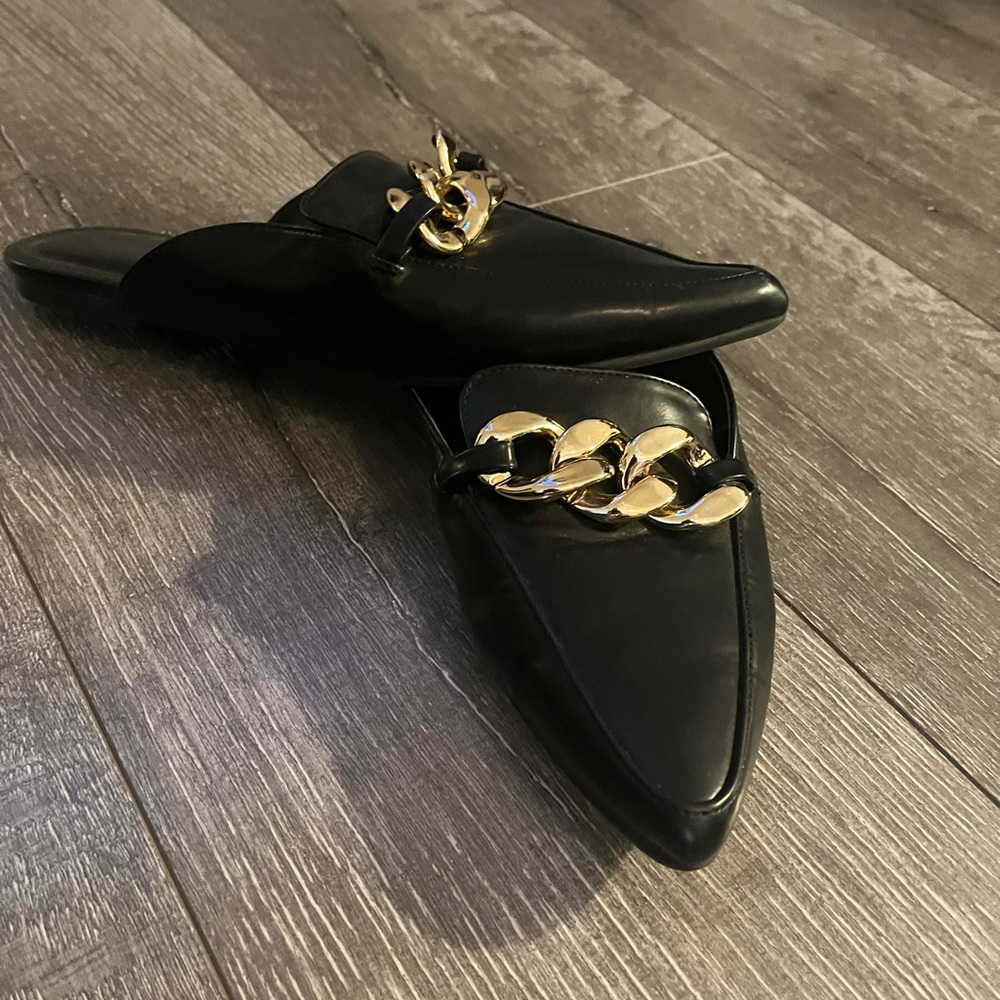 Slide on Mules with Gold Chain